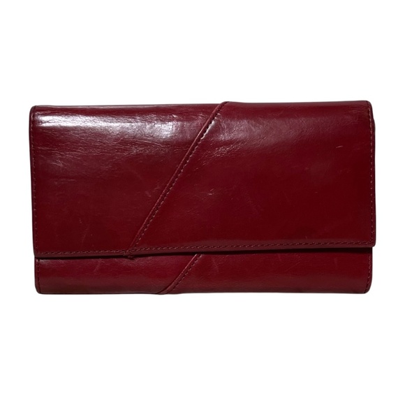 HOBO Charter Continental Wallet Cardinal Red Leather - exterior slip pocket - Picture 1 of 10